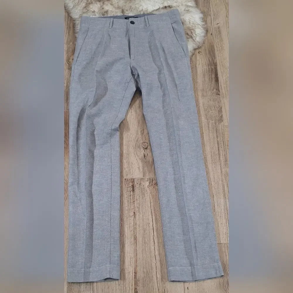 Banana Republic Gray Multiweave Linen Trousers Sz 33 #987